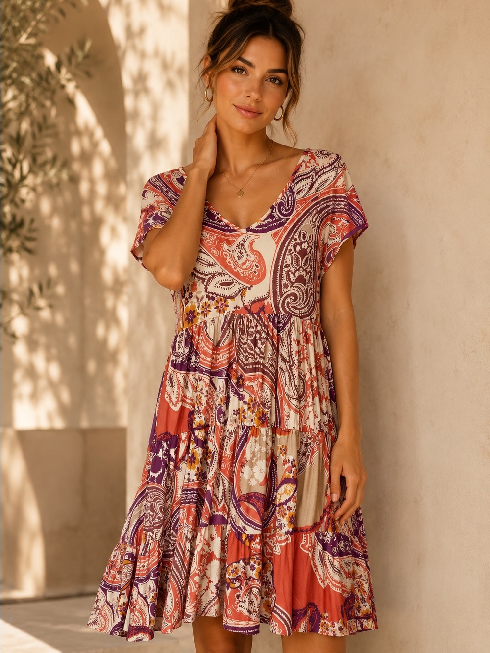 ETRO Milano Paisley Tiered Jersey Mini Dress Size 42 (US 6 / M)